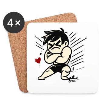 Comic Figur mit verschränkten Armen - Untersetzer (4er-Set) - Weiß - Vorne