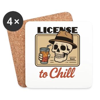 Totenkopf Ausweis mit License to Chill - Untersetzer (4er-Set) - Weiß - Vorne