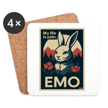 Emo bunny with My Life is Pain lettering - Coasters (set of 4) - white - Front