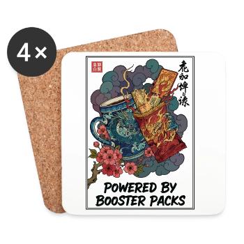 Powered By Booster Packs Trading Card Coffee - Coasters (set of 4) - white - Front