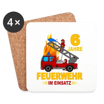 Fire brigade 6 years in action - Coasters (set of 4) - white - Front