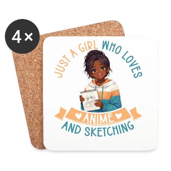 Juste une fille qui adore l’anime et dessine de l’afro - Dessous de verre (lot de 4) - blanc - Devant