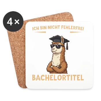 Bachelor Lama mit Doktorhut Bachelortitel - Untersetzer (4er-Set) - Weiß - Vorne