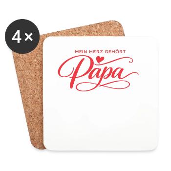 Mein Herz gehört Papa – Vatertag Geschenk - Untersetzer (4er-Set) - Weiß - Vorne