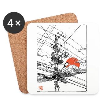 Japan Fuji Powerlines - Coasters (set of 4) - white - Front