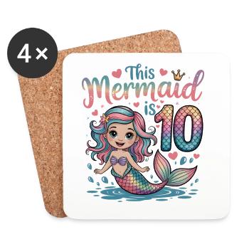 Sirène 10e anniversaire 10 ans - Dessous de verre (lot de 4) - blanc - Devant