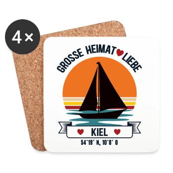 Marins de Kiel Home J’adore naviguer dans le port de Kiel - Dessous de verre (lot de 4) - blanc - Devant