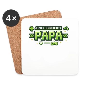 Level Reached Dad Gamer Gift - Coasters (set of 4) - white - Front
