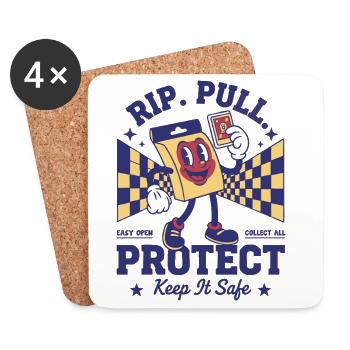 RIP PULL PROTECT Keep It Safe Trading Card - Coasters (set of 4) - white - Front