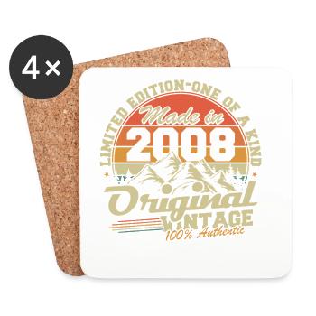 Original 2008 Vintage Vintage Birthday Gift - Coasters (set of 4) - white - Front