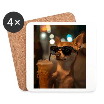 Chihuahua Night Gloss Coffee - Coasters (set of 4) - white - Front