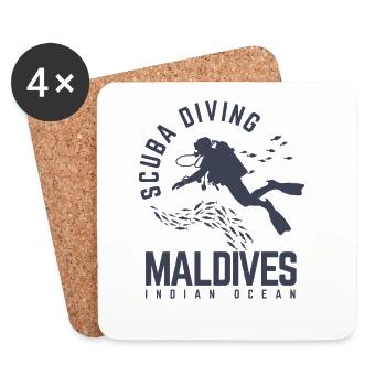 Maldives Tauchdesign Indischer Ozean - Untersetzer (4er-Set) - Weiß - Vorne