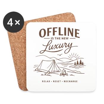 Camping | Offline is the new luxury - Coasters (set of 4) - white - Front