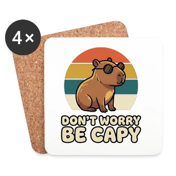 Keine Sorge Sei capy Funny Capybara Retro - Untersetzer (4er-Set) - Weiß - Vorne
