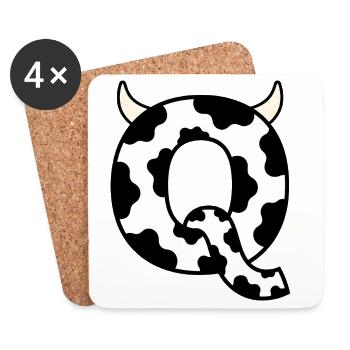 Q Cow Pun - Coasters (set of 4) - white - Front