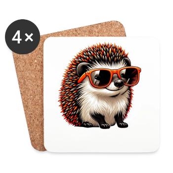 Igel Mit Sonnenbrille Igel Sarkasmus Tierliebhaber - Untersetzer (4er-Set) - Weiß - Vorne