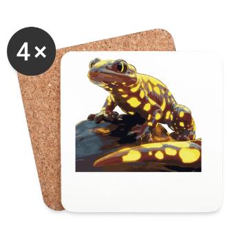 Lézard néon sur rochers - Design animalier coloré - Dessous de verre (lot de 4) - blanc - Devant