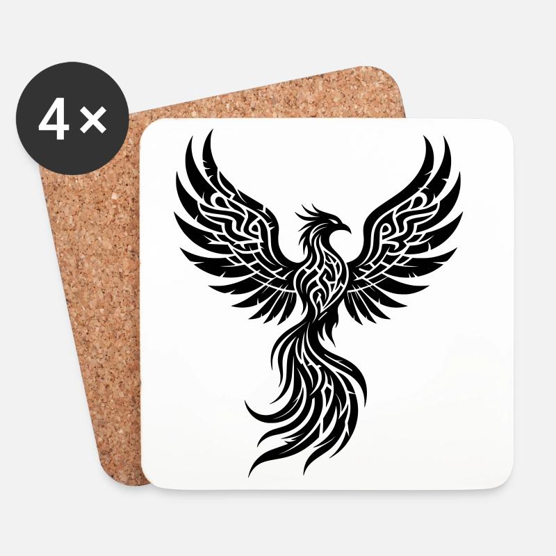 Phönix Tribal Symbol der Wiedergeburt - Untersetzer (4er-Set) - Weiß