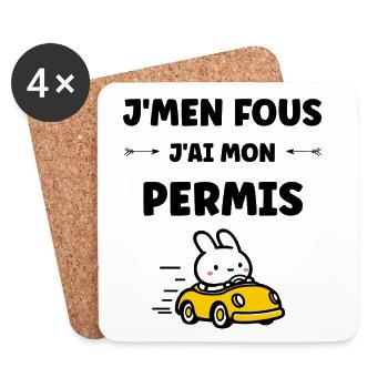 Humour j'ai mon permis de conduire - Dessous de verre (lot de 4) - blanc - Devant