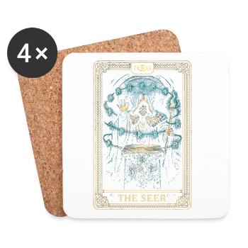 Skandinavisch Wikinger The Seer Tarot Card - Untersetzer (4er-Set) - Weiß - Vorne