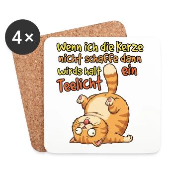 Comic Yoga Katze - Untersetzer (4er-Set) - Weiß - Vorne