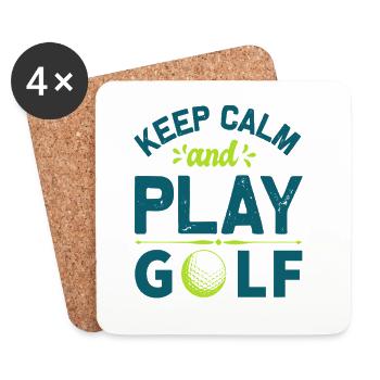 Keep Calm and Play Golf: Cooles Golfer Statement - Untersetzer (4er-Set) - Weiß - Vorne