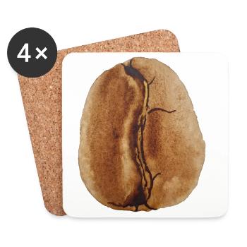 Aquarelle en grains de café - Dessous de verre (lot de 4) - blanc - Devant