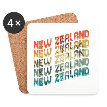 Neuseeländischer Retro Vintage Neuseeländer Neuseeland - Untersetzer (4er-Set) - Weiß - Vorne