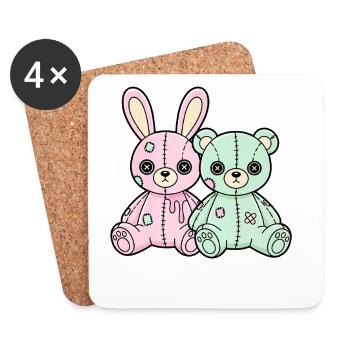 Goth Bunny Horror Rabbit Gothic Creepy Creepy - Coasters (set of 4) - white - Front