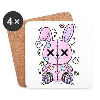 Goth Bunny Horror Rabbit Gothic Creepy Creepy - Coasters (set of 4) - white - Front