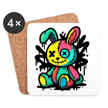 Goth Bunny Horror Rabbit Gothic Creepy Creepy - Coasters (set of 4) - white - Front