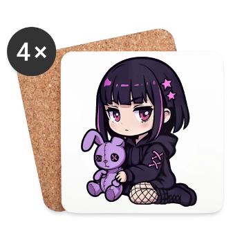 Goth Bunny Horror Rabbit Gothic Creepy Creepy - Coasters (set of 4) - white - Front