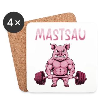 Haltérophile MASTSAU : Plaisir de musculation - Dessous de verre (lot de 4) - blanc - Devant