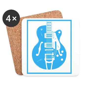 Retro-Gitarren-Silhouette - Untersetzer (4er-Set) - Weiß - Vorne