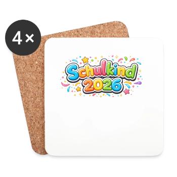 Schulkind 2026 Einschulung Geschenk - Untersetzer (4er-Set) - Weiß - Vorne