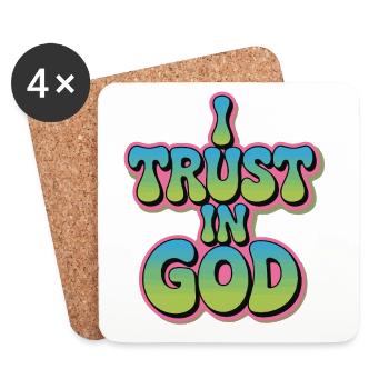 I Trust In God - Glaube Design - Untersetzer (4er-Set) - Weiß - Vorne