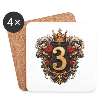 3 Nombre d’armoiries - Dessous de verre (lot de 4) - blanc - Devant