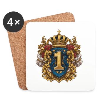 1 Zahl Wappen - Untersetzer (4er-Set) - Weiß - Vorne