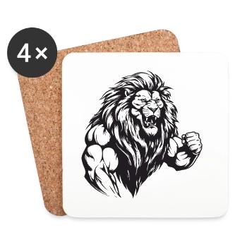 Lion Bodybuilding - Coasters (set of 4) - white - Front