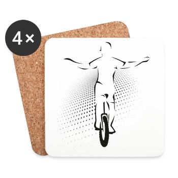 Unicycle | Descendance freestyle en monocycle - Dessous de verre (lot de 4) - blanc - Devant