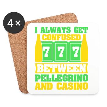 Gambling Fan Confused Between Pellegrino & Casino - Untersetzer (4er-Set) - Weiß - Vorne