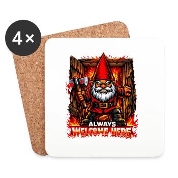 Evil Gnome, Dark Gnome, Goth Gnome, Funny Gnome - Coasters (set of 4) - white - Front