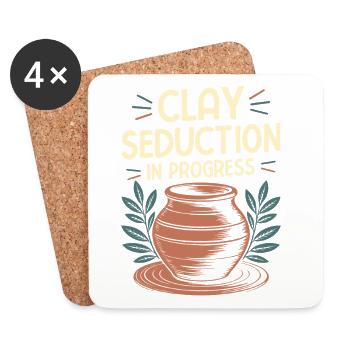Cadeaux pour les potiers Progrès de la séduction de l’argile - Dessous de verre (lot de 4) - blanc - Devant