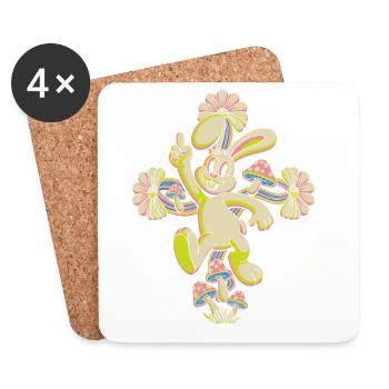 Danse disco Pastel Bunny - Dessous de verre (lot de 4) - blanc - Devant
