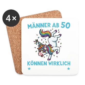50e anniversaire de la licorne masculine 50 ans - Dessous de verre (lot de 4) - blanc - Devant