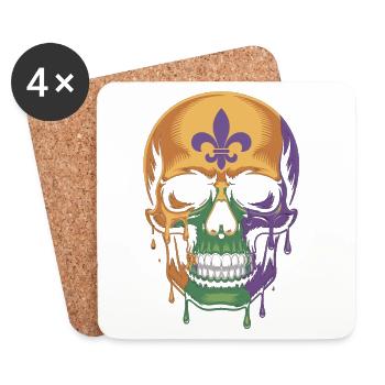 Mardi Gras Totenkopf Shirt – Karneval - Untersetzer (4er-Set) - Weiß - Vorne