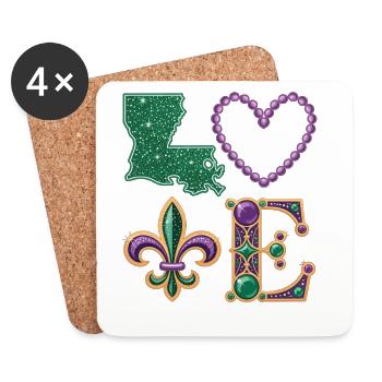 Mardi Gras Louisiana Shirt – Karneval Liebe - Untersetzer (4er-Set) - Weiß - Vorne