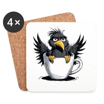 Morning grouch coffee no desire raven bad mood - Coasters (set of 4) - white - Front