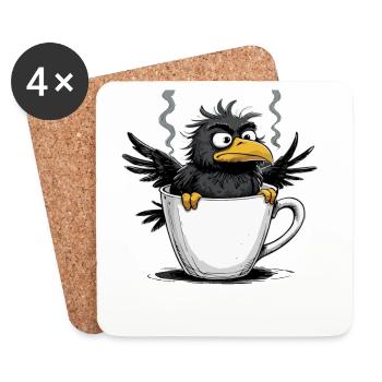 Morning grouch coffee no desire raven bad mood - Coasters (set of 4) - white - Front