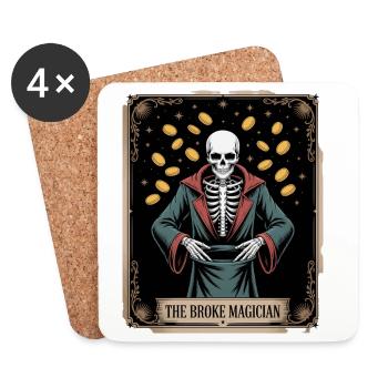 The Broke Magician Skelett Zauberer Mit Muenzen - Untersetzer (4er-Set) - Weiß - Vorne